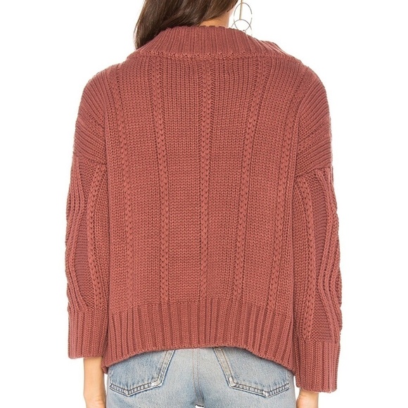 J.O.A. LOS ANGELES OFF THE SHOULDER CABLE SWEATER IN MAUVE - Picture 3 of 9